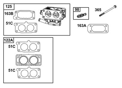 Part Location Diagram of 847145 Briggs and Stratton Carburetor
